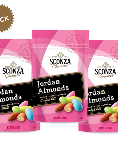 Three pack of pastel jordan almond candy
