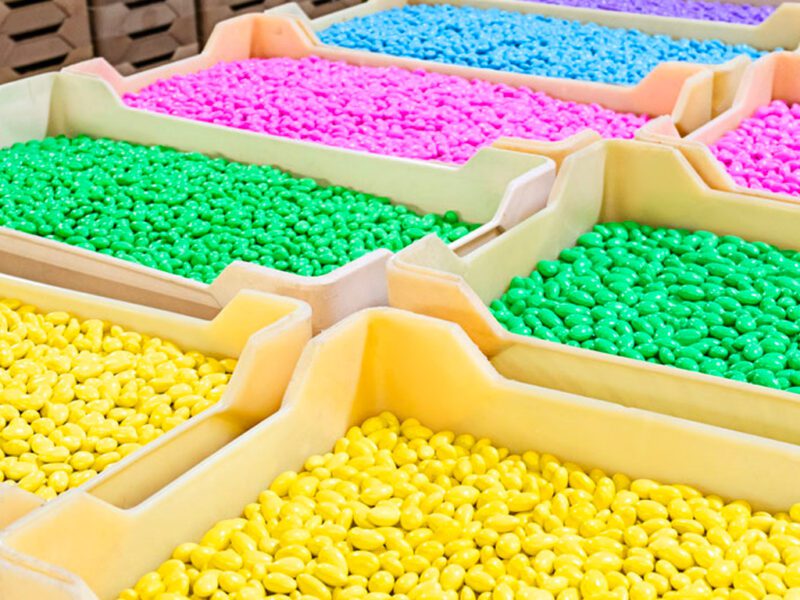 yellow, green, pink, blue assorted candies