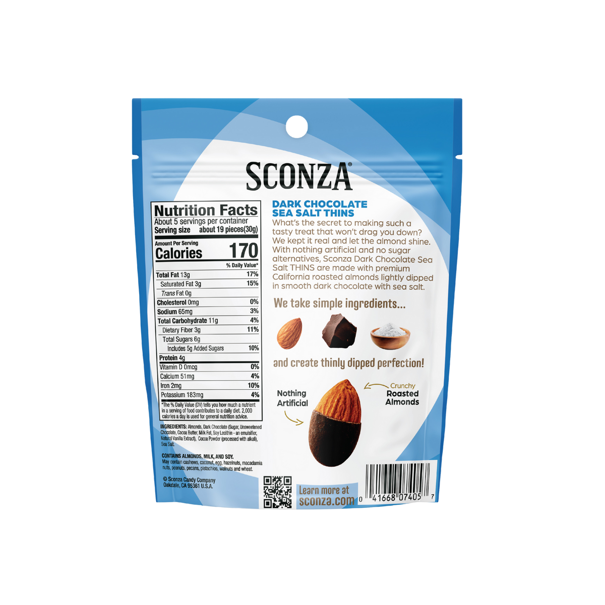 Dark Chocolate Sea Salt THINS, 5oz | Sconza Chocolates