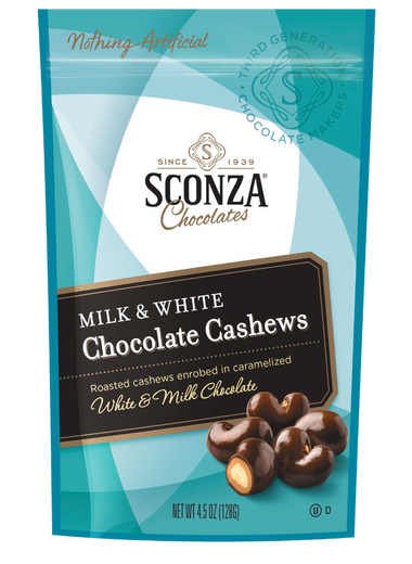 Milk and White Chocolate Cashews, 4.5oz