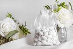 jordan almonds wrapped in tulle for wedding
