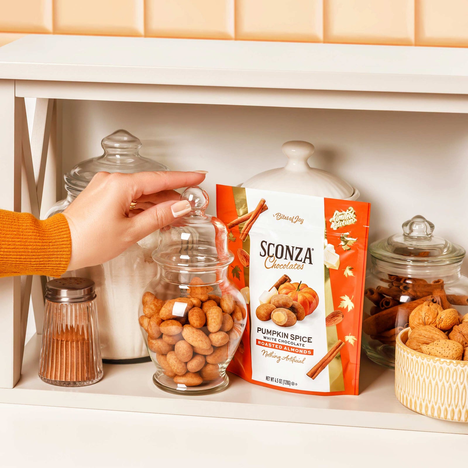 Pumpkin Spice White Chocolate Almonds, 4.5oz