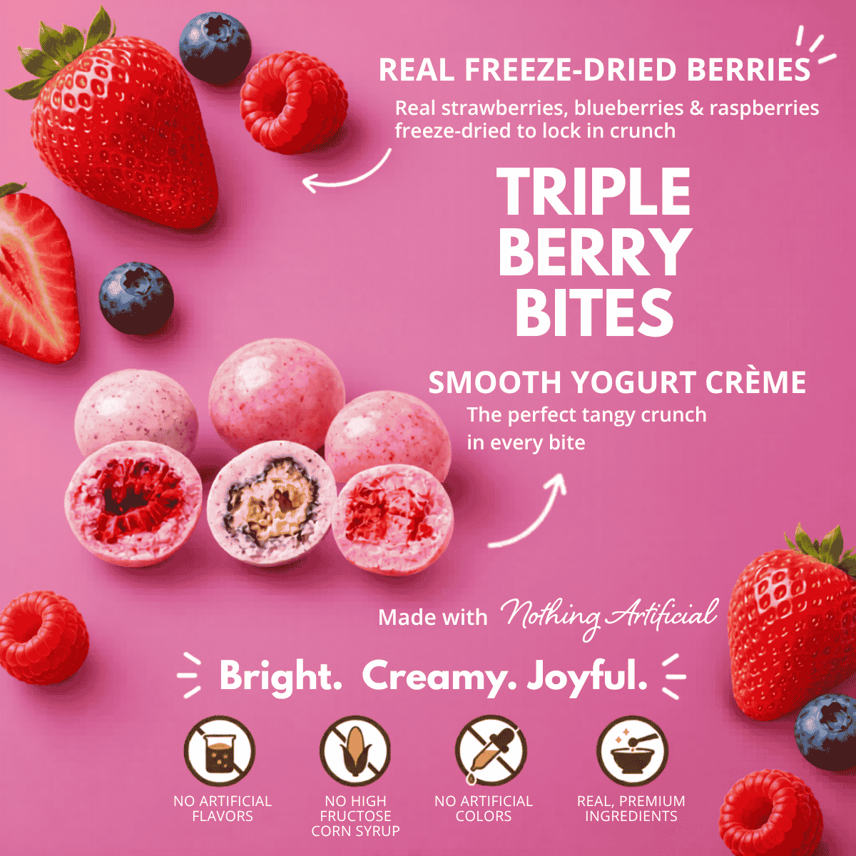 Yogurt-Flavored Crème Freeze-Dried Triple Berry Bites, 4.5oz
