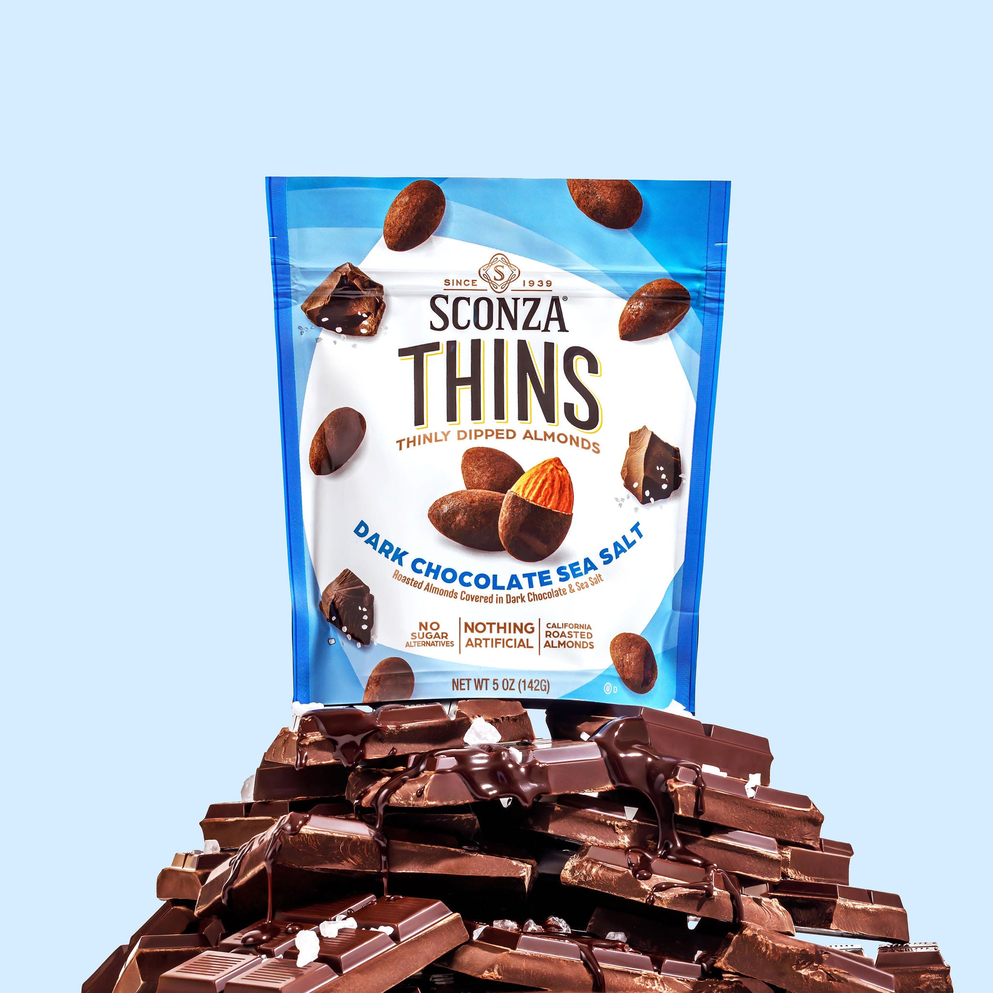 Dark Chocolate Sea Salt THINS, 5oz | Sconza Chocolates
