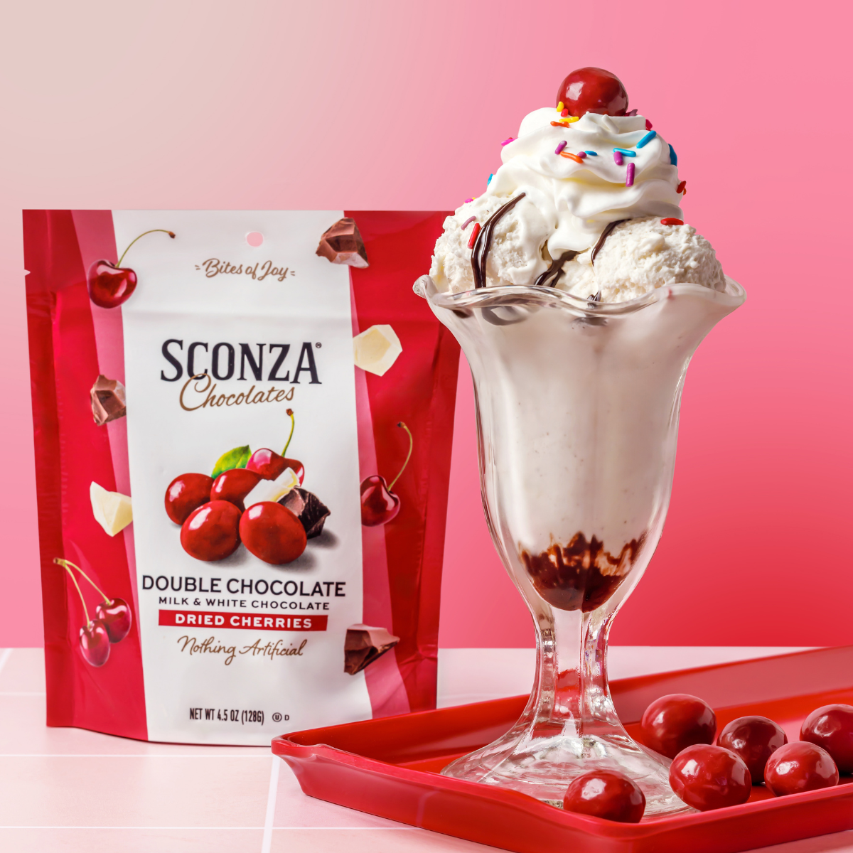 Double Chocolate Milk and White Chocolate Dried Cherries, 4.5oz