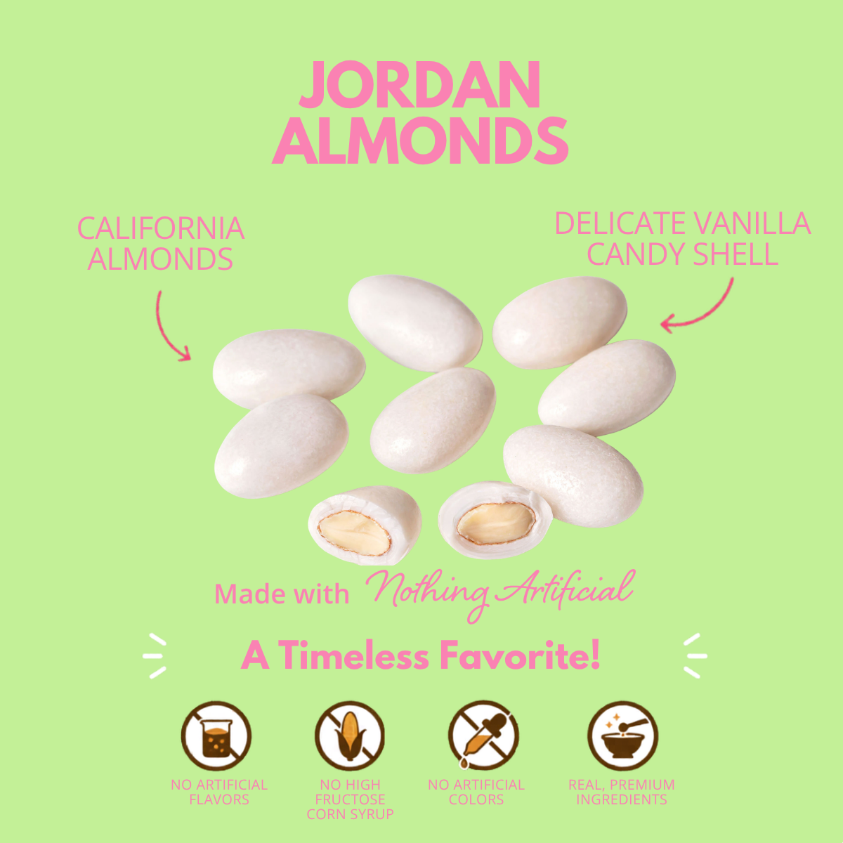 Jordan Almonds, Nothing Artificial, White 16oz