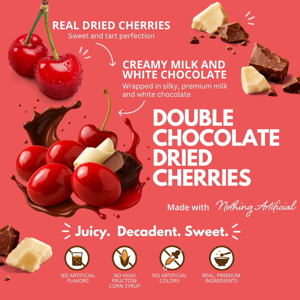Double Chocolate Milk and White Chocolate Dried Cherries, 4.5oz