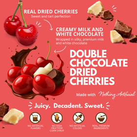 Double Chocolate Milk and White Chocolate Dried Cherries, 4.5oz