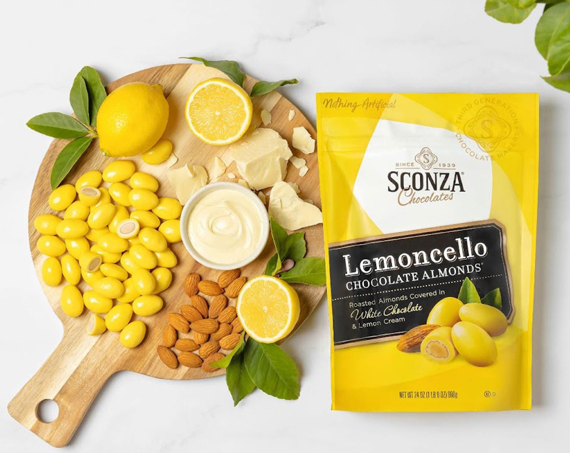 , Our Classic Lemoncello Chocolate Almonds<sup>&reg;</sup> Coming to Costco Spring of 2022, Sconza Chocolates